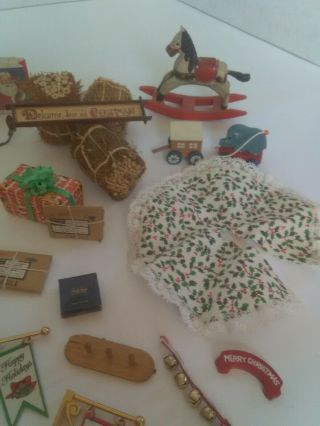 38 Vintage Miniature Christmas Lights Tree Skirt Presents Toys Rocking Horse 4