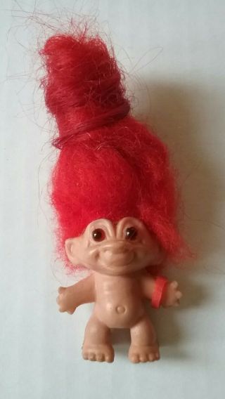 Vintage 1964 Pencil Topper Troll S.  H.  E.  Doll Red Beehive Hairdo 1.  5 "