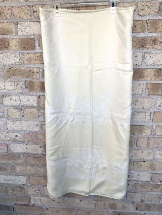 Vintage Irish Linen Tablecloth Pale Yellow 80 " X 55 " Floral Rectangle