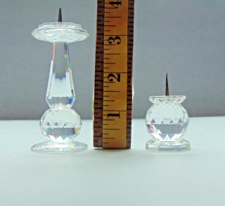 2 Vintage Retired Swarovski Crystal Candle Holder Pin Style 2 & 4 Inch Tall 2
