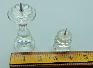 2 Vintage Retired Swarovski Crystal Candle Holder Pin Style 2 & 4 Inch Tall 3