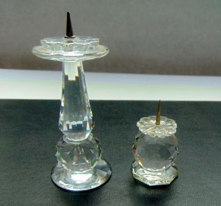 2 Vintage Retired Swarovski Crystal Candle Holder Pin Style 2 & 4 Inch Tall 4