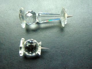 2 Vintage Retired Swarovski Crystal Candle Holder Pin Style 2 & 4 Inch Tall 5