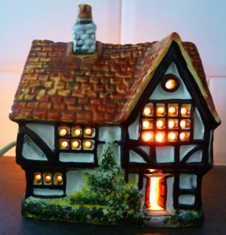 Vintage Hand Crafted Ceramic Medieval Cottage Lamp Light By Van Hill Pottery
