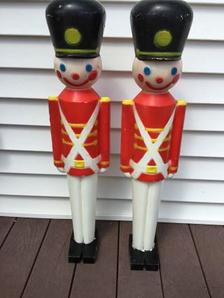 Vintage Pair (2) Union Products Toy Soldiers Nutcracker Blow Mold 32 "