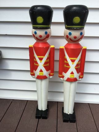 Vintage Pair (2) Union Products Toy Soldiers Nutcracker Blow Mold 32 