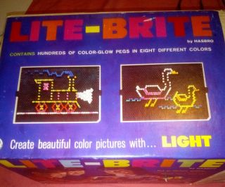 Vtg 60s Hasbro Lite - Brite Light Bright Toy Art Game & Box Pegs Patterns A,