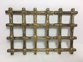 Vtg.  Gold Metal Trivet Faux Bamboo Expanding Adjustable F B Rogers Italy 13.  5”