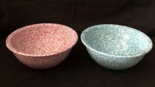 2 Vintage Brookpark Confetti Splatter Melmac Melamine Mixing Bowls 8 "