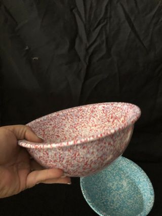 2 Vintage Brookpark Confetti Splatter Melmac Melamine Mixing Bowls 8 