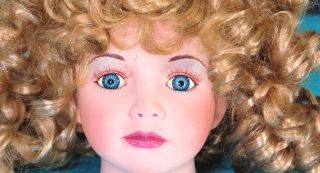 Vtg Porcelain Large 6 " Doll Head Girl Child Strawberry Blonde Blue Eyes 25 " Doll