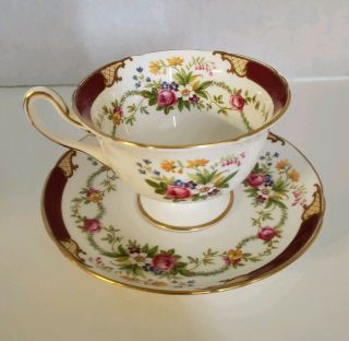 Vintage Shelley Dubarry Red Floral Teacup And Saucer