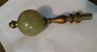 Vintage Jadeite Marble 5 1/2 " Long Brass Finial