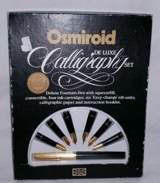 Vintage Osmiroid Deluxe Master Calligraphy Fountain Pen Set 22 Carat Gold Nibs