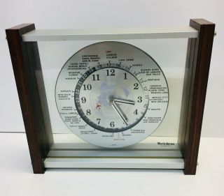 Vintage Verichron Quartz Gmt World Time Mantel Clock Red Airplane Second Hand