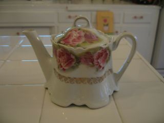 Vintage Hand Painted Teapot With Floral Roses