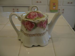 Vintage Hand Painted Teapot With Floral Roses 2
