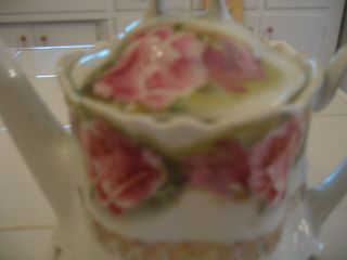 Vintage Hand Painted Teapot With Floral Roses 3