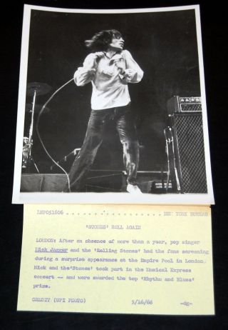 Rolling Stones Mick Jagger 1968 Concert Empire Pool London Vintage Press Photo