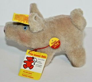 Vintage Steiff Piggy Pig 1505/10 W/ Ear Tag & 2 Other Tags