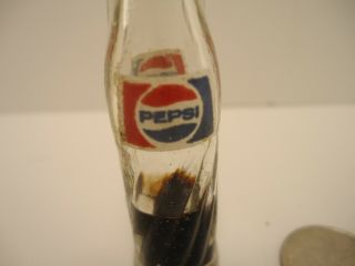 3 " Vintage Miniature/mini Pepsi Cola Soda Bottle Acl Metal Cap Swirl Bottle