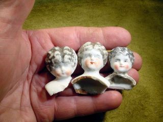 5 x excavated faded painted vintage victorian Doll head Hertwig age 1860 12402 5