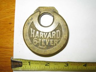 Vintage Harvard 6 Lever Brass Lock - No Key - Item