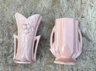 Flower Vases Vintage Mccoy Art Pottery Gloss Pink Glaze