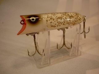 Vintage Old Fishing Collectible Lure Plug Heddon Lucky 13 Gold Print Minnow