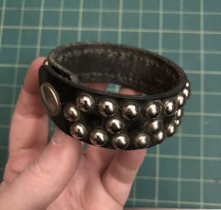 Leather Metal Studded Wrist Cuffs 80s Vintage Goth Punk Bands 4