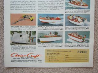 Vintage 1954 Chris - Craft Boat Kits Outboard Express Cruiser Speedboat Print Ad 3