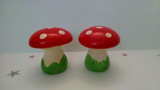 Vintage,  Mushroom Salt And Pepper Shakers,  Red With White Spots