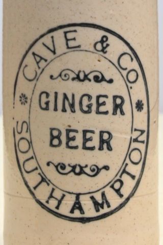 Vintage C1920s Cave & Co Southampton Crwon Cap Stone Ginger Beer Bottle