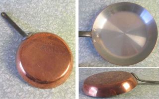 Vintage French 26cm 10 " Tournus Copper Frying Pan Skillet 1.  3kg Iron Handle Vgc
