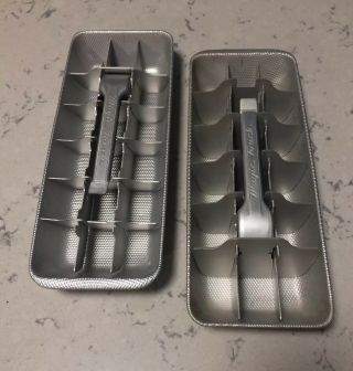 Two Vintage Magic Touch Presto Aluminum Ice Cube Trays (18 Cube)