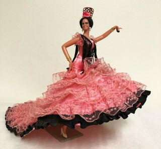 Vintage Marin Chiclana 11 " Flamenco Dancer - Pink Lace & Black