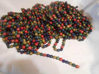 9 Strings Vintage Strung Wood Wooden Beads Beaded Christmas Tree Garland / Craft