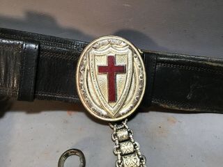 1900 Antique Masonic Knights Templar Old Lilley Co.  Sword Rig Cross Belt Buckle