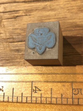 Vintage Letterpress Printing Printer Block Press Wood Metal Type Girl Scout