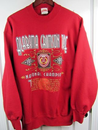 Alabama Crimson Tide National Champions Sugar Bowl Sweatshirt Xl Vintage 1992