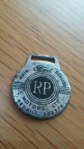 Rare Vintage Ford Dealers Rp Motors Ltd Redhill Enamel Key Fob Rare Made By Cud