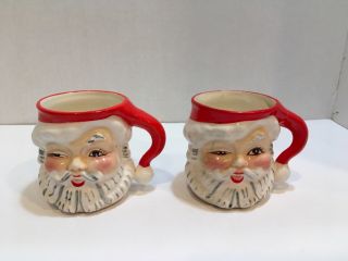 Vintage Napco Winking Santa Mug Ceramic Kdx244