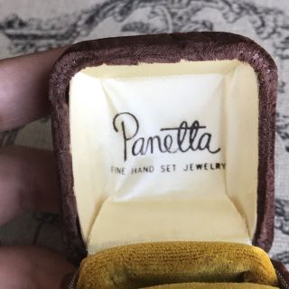 Vintage Panetta Brown Velvet & Mustard Velvet Ring Box 2