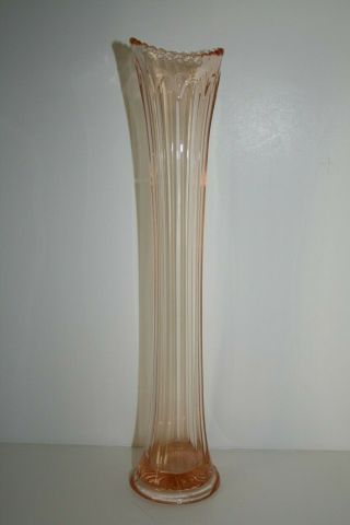 Vintage Pink Depression Glass Bud Vase 12 "