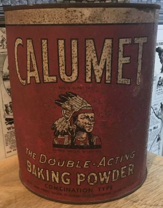 Vintage Calumet Baking Powder 10 Pound Tin / Can - General Foods - Indian Logo