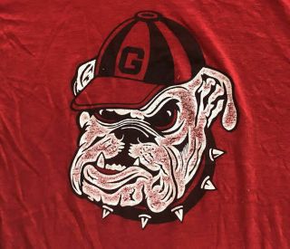 Vintage 80s University Of Georgia Bulldogs Ncaa Red 1980s Tee T - Shirt Size Large