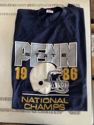Rare Vintage 1986 Ncaa Football Champs Penn State Nittany Lions Xl T - Shirt