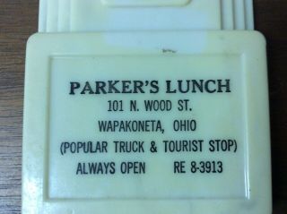 Vintage Wapakoneta,  Ohio Advertising Thermometer Parkers’ Lunch 2