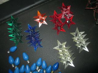 2 Strings Vintage C7 Christmas Lights With Plastic Star Reflectors