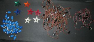 2 Strings Vintage C7 Christmas Lights With Plastic Star Reflectors 4
